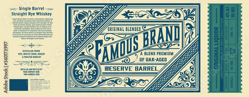 Vintage label for packing. Western style with floral details.