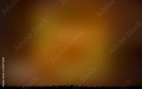 Dark Orange vector background with galaxy stars. Blurred decorative design in simple style with galaxy stars. Best design for your ad, poster, banner.