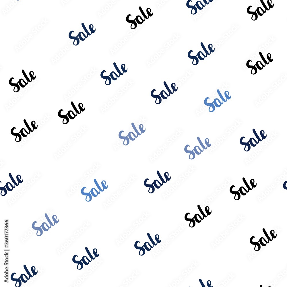 Light BLUE vector seamless pattern with sale signs. Colored words of sales with gradient on white background. Design for business ads, commercials. Light BLUE vector seamless pattern with sale signs. Colored words of sales with gradient on white background. Design for business ads, commercials.