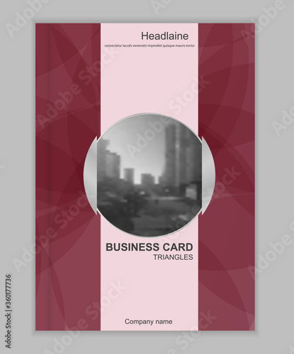 Red triangle business annual report brochure fl yer design template vector, Leaflet cover presentation abstract geometric background, modern publication poster magazine