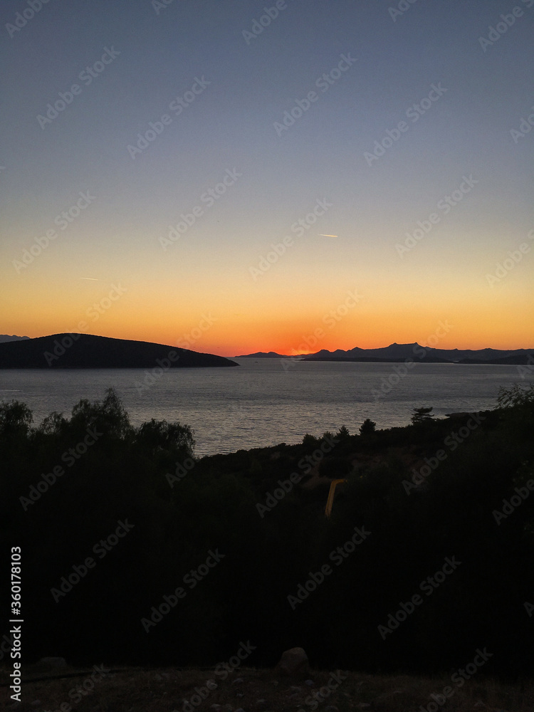 sunset in the mountains of Bodrum