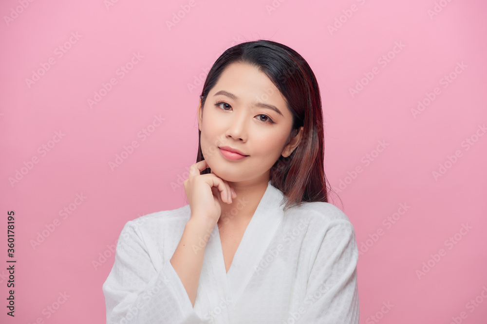 beautiful Young asian woman over pink beautiful Young asian woman over pink