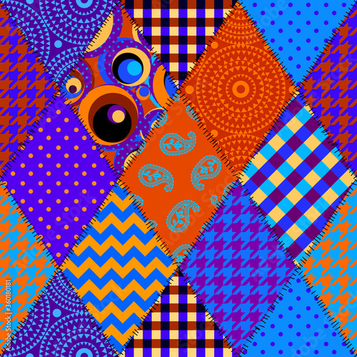 Seamless background pattern. Textile patchwork pattern. Vector image