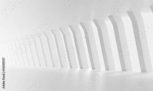 White Building Construction. Abstract Architecture Background. 3d Rendering of Column Interior Design