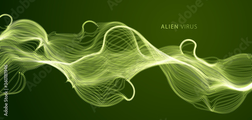 Bubbled abstract vector fluid particle flow, nano medical technology, microbiology science fiction theme illustration.