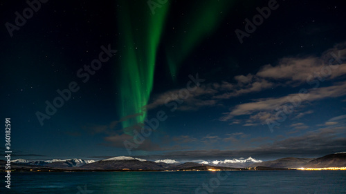 Polarlichter  aurora borealis    ber Troms    Finnmark  Norwegen