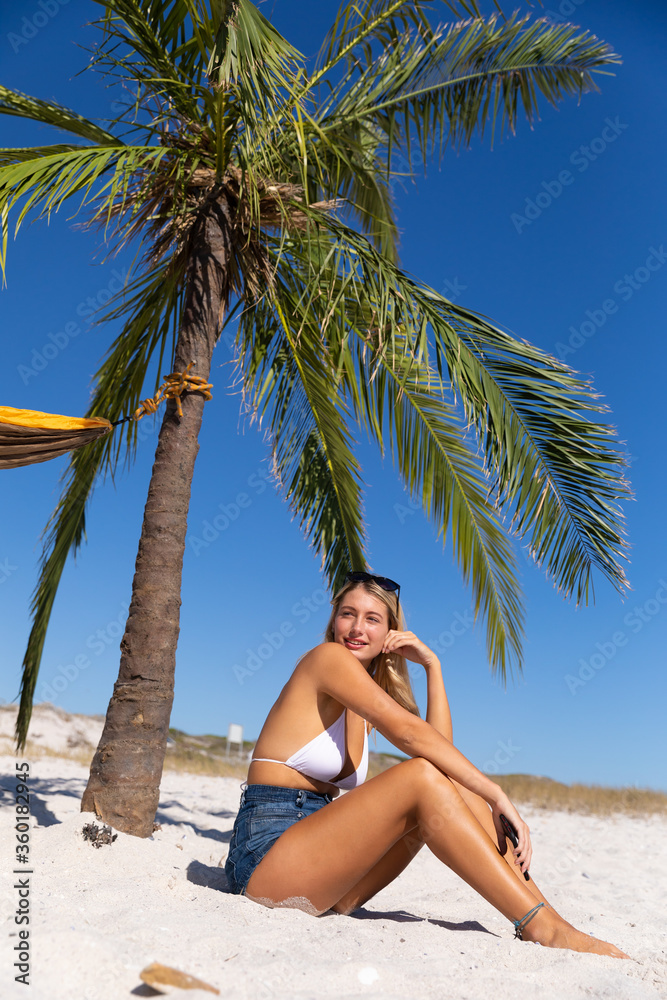 Caucasian woman enjoying time at the beach Caucasian woman enjoying time at the beach
