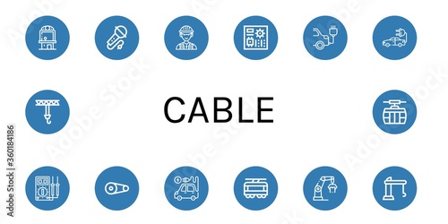 cable simple icons set