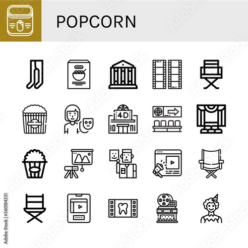 popcorn simple icons set