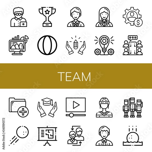 team simple icons set