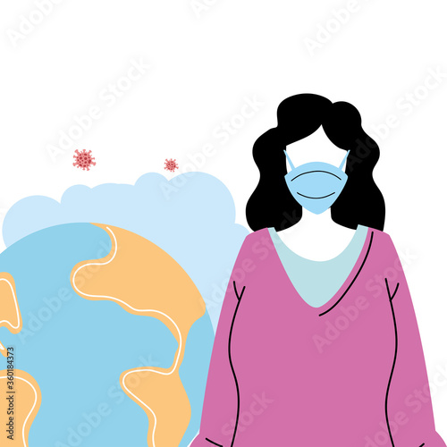 young woman with mask to prevent pandemic