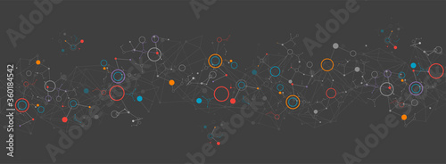 Geometric abstract background with connected line and dots. Futuristic digital background for science and technology.