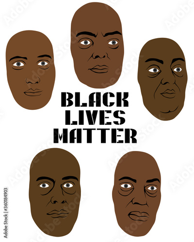 Faces of a man on white background. Anti-racism image