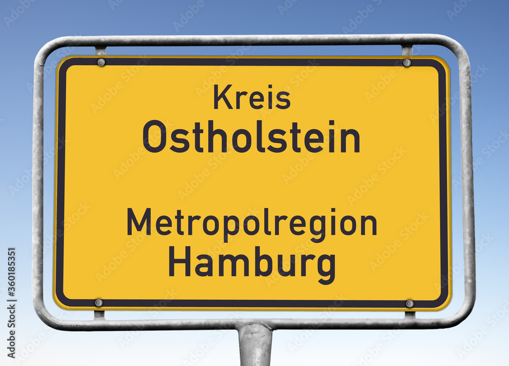 Ortswerbeschild Kreis Ostholstein, Metropolregion Hamburg, (Symbolbild)