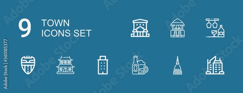 Editable 9 town icons for web and mobile