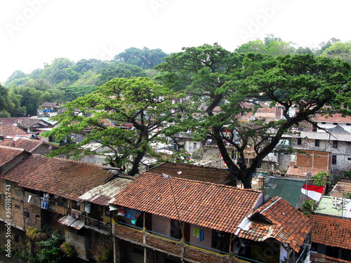 Looking down at Bandung city in West Java, Indonesia. photo