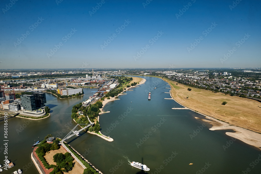 Dusseldorf, Germany – July 24, 2019: The Rhine in Düsseldorf