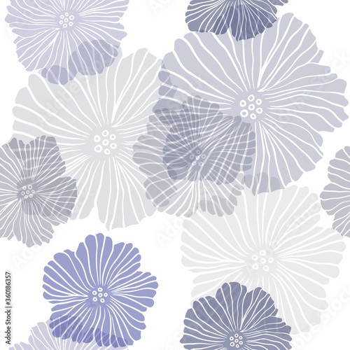 Dark BLUE vector seamless elegant background with flowers. Glitter abstract illustration with flowers. Design for textile, fabric, wallpapers.