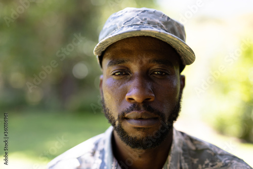 Portrait of an African American man wearing a military uniform