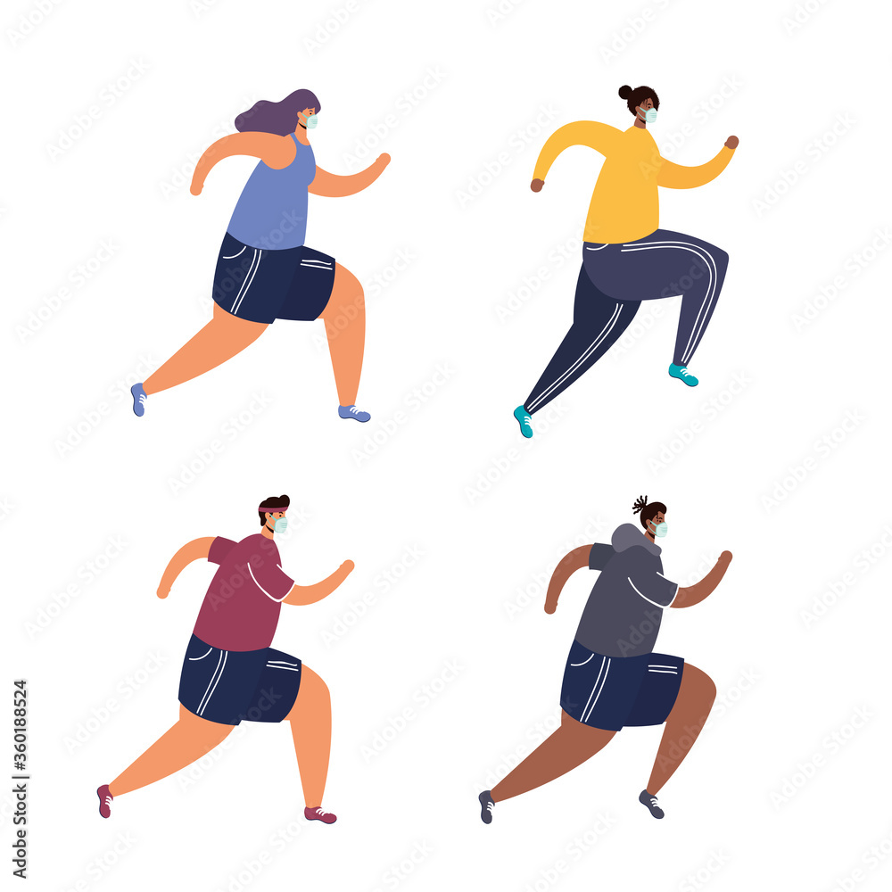 people wearing medical mask running sport people wearing medical mask running sport