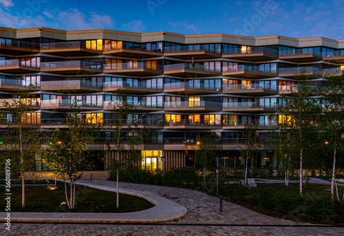 Canvas Print Berlin, Wohnblock, Abendstimmung, modern, urban