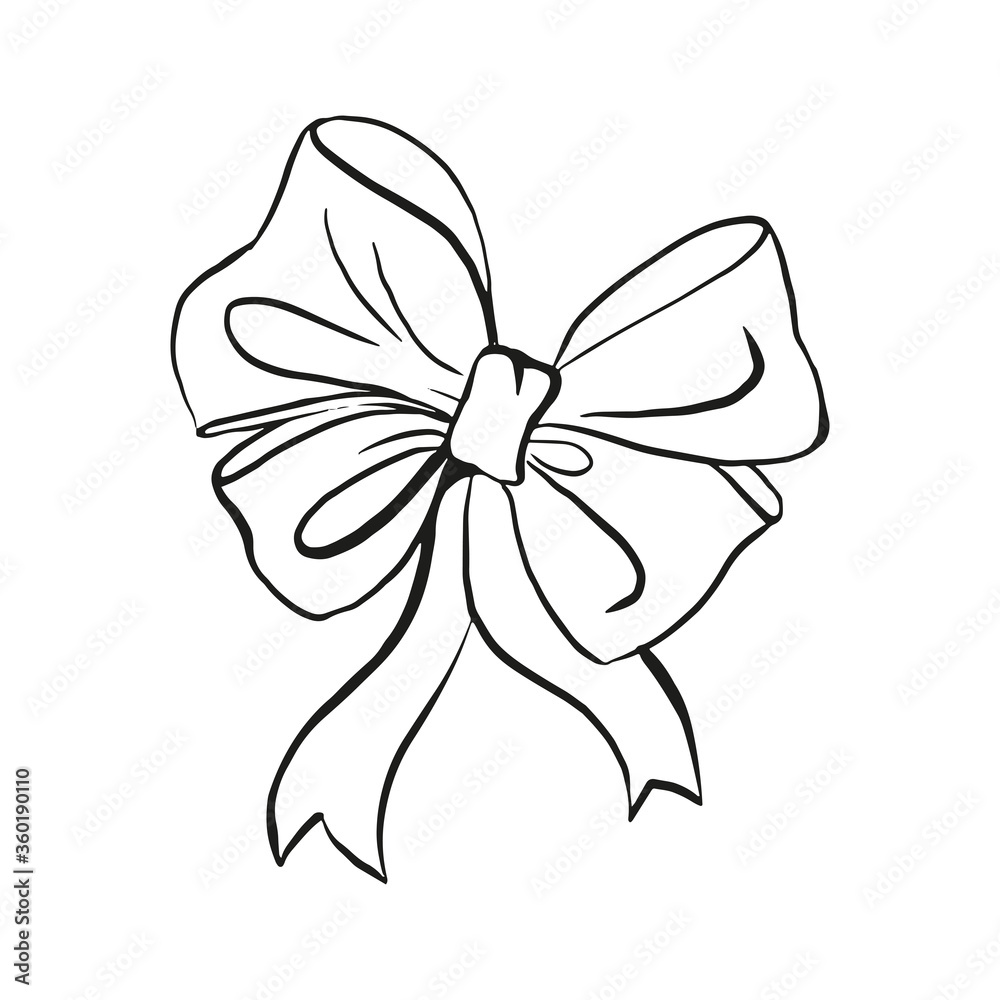 Bow with ribbons outline hand drawn sketch Bow with ribbons outline hand drawn sketch