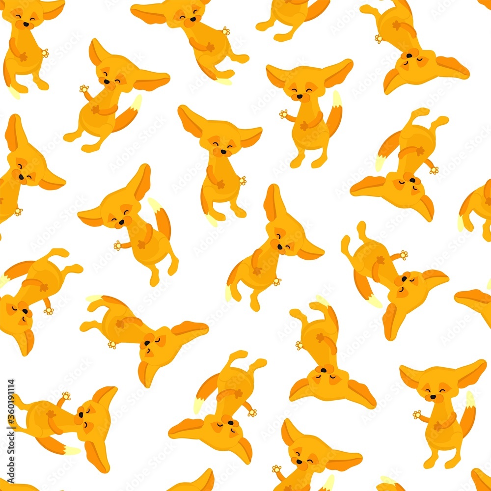 fox with big ears. animals pattern seamless vector illustration. textile design..