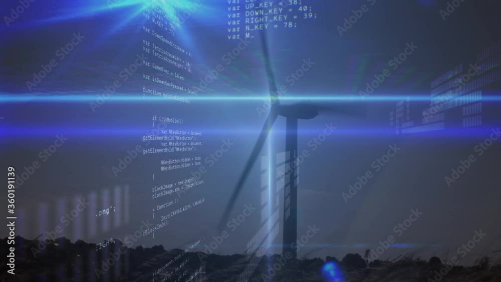 Animation of data processing over a wind turbine Animation of data processing over a wind turbine