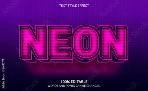 Editable Text Effect, Pink Neon Text Style