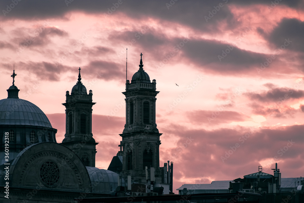 Istanbul - Turkey - 01/24/2019: Hagia Triada Greek Orthodox Church in Taksim serves for many Greek in the multi-religious city of Istanbul