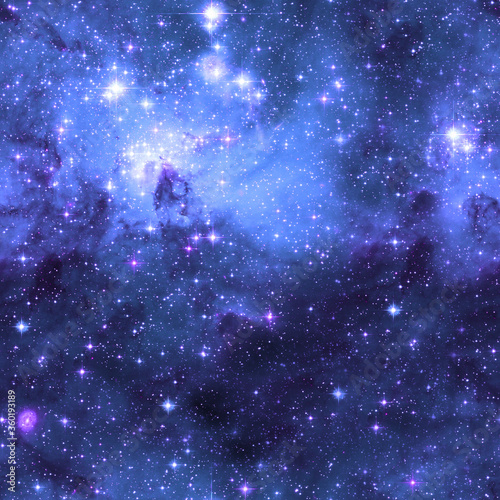 Galaxy fabric seamless pattern. Blue abstract 