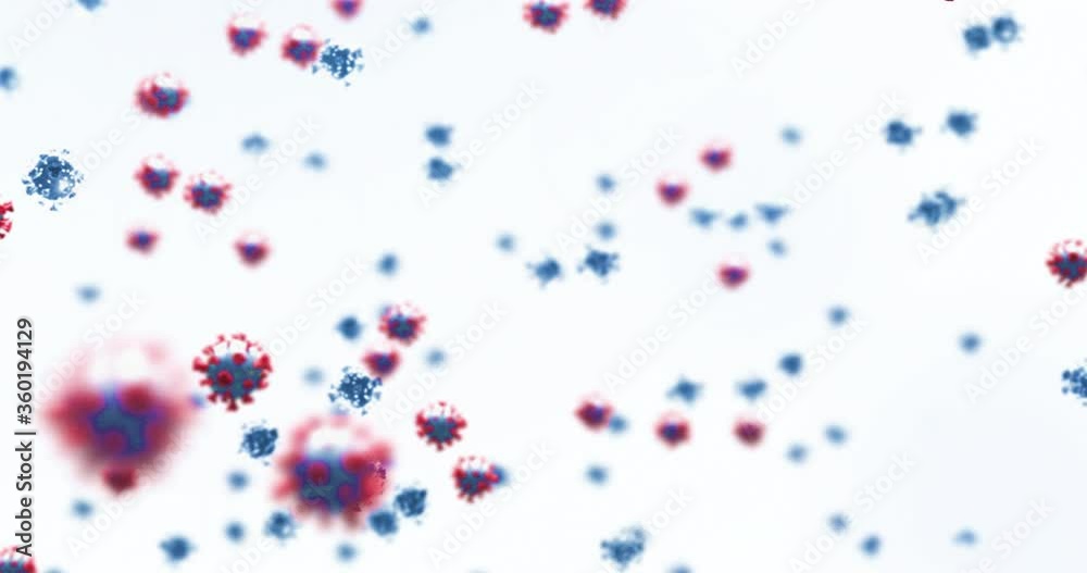 Animation of macro Covid-19 cells floating on white background Animation of macro Covid-19 cells floating on white background
