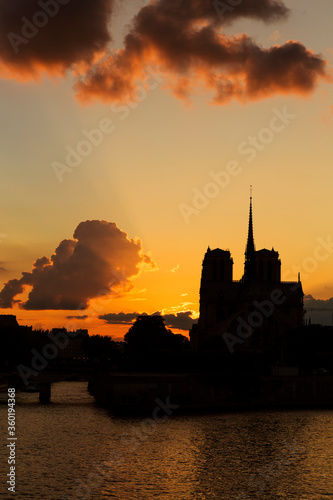 Sunset in Paris with the Notre Dame