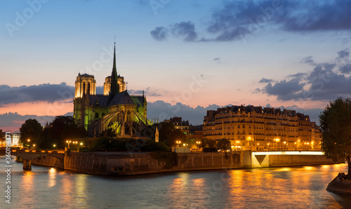 Sunset in Paris with the Notre Dame