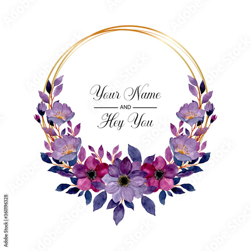watercolor purple flower wreath