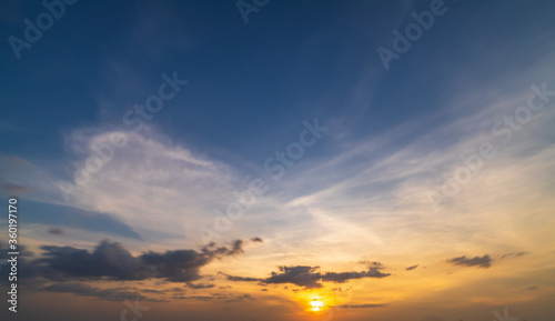 Fototapeta Naklejka Na Ścianę i Meble -  Dramatic sunset and sunrise sky background for image that needs to be change a sky to beautiful