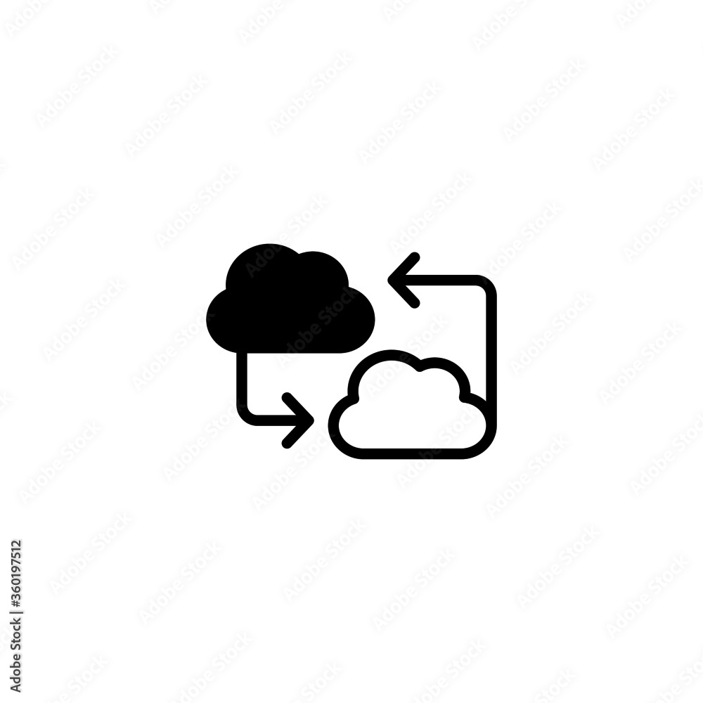 Cloud Computing Icon in black flat glyph, filled style isolated on white background