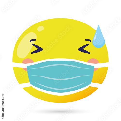emoji face using medical mask funny character