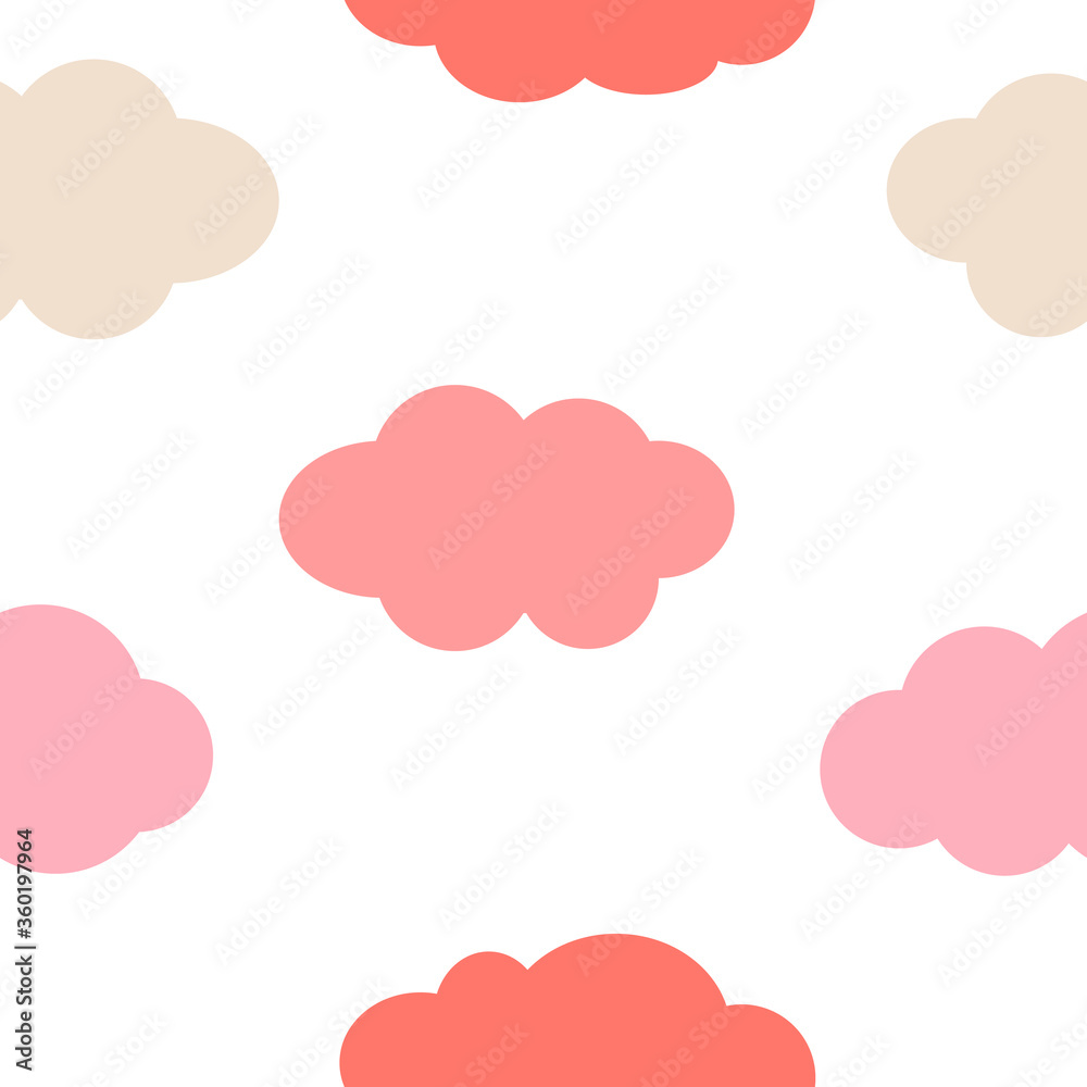 Seamless pattern pink clouds vector illustration
