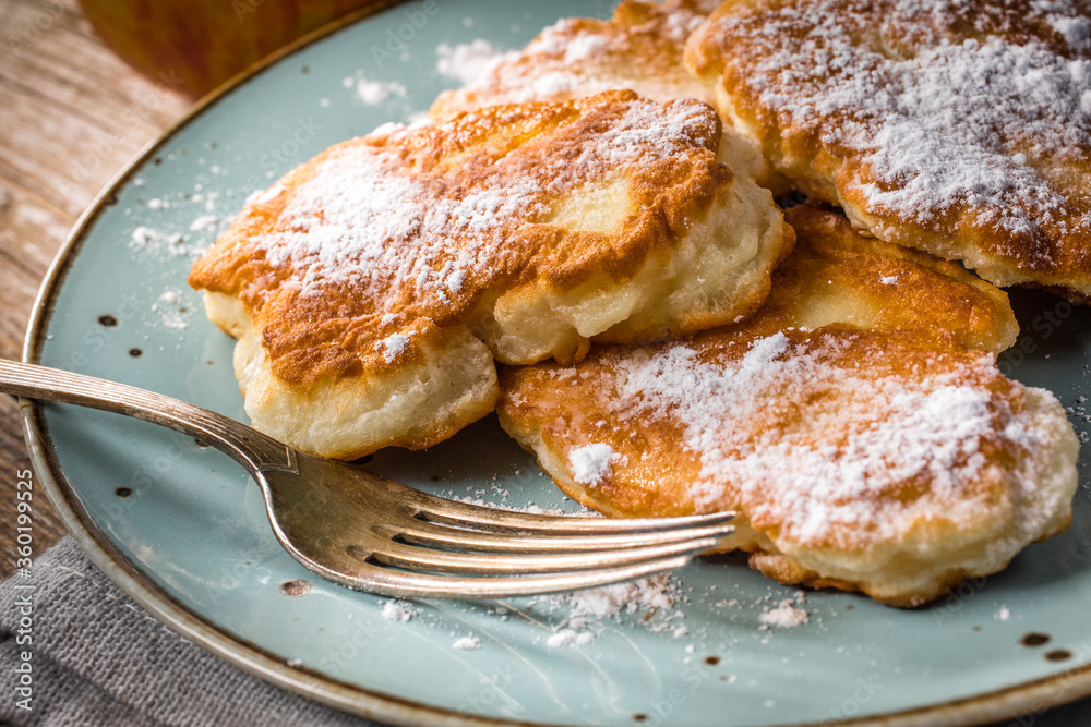 Homemade pancakes on a wooden table. Homemade pancakes on a wooden table.