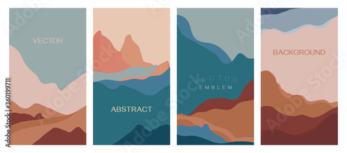 Vector set of abstract creative backgrounds in minimal trendy style with copy space for text - design templates for social media stories