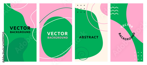 Vector set of abstract creative backgrounds in minimal trendy style with copy space for text - design templates for social media stories - simple, stylish and minimal wallpaper designs