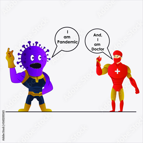 Foto Doctor Killing Corona, Doctor iron man Killing Thanos Corona, Covid19 Pandemic,