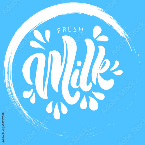  Milk handwritten lettering. Design template typography for milk packaging . Vector illustration.