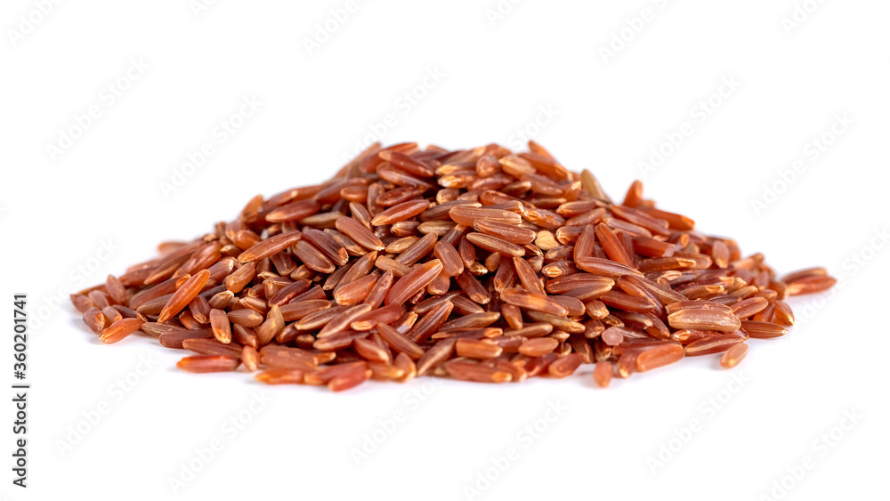 Heap of red rice isolated on white background, food Heap of red rice isolated on white background, food