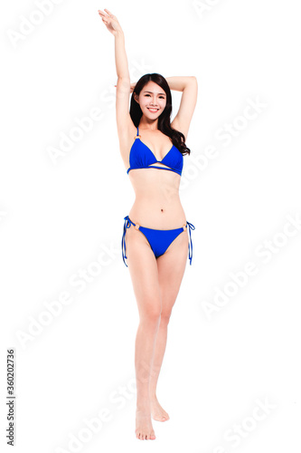Young beautiful woman wearing swimsuit bikini , isolated on white