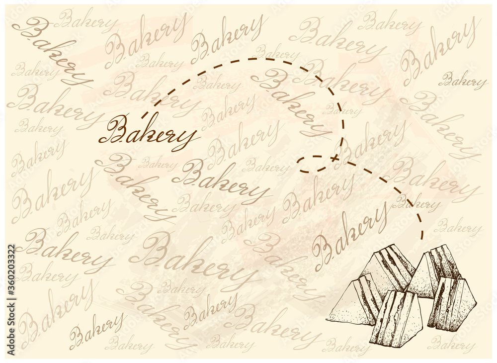 Obraz premium Illustration Hand Drawn Sketch of Delicious Homemade Freshly Club Sandwiches or Clubhouse Sandwiches on Brown Background. 