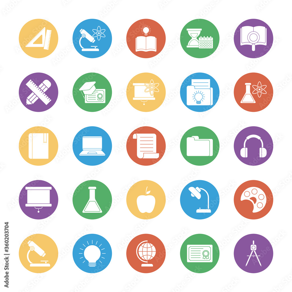 education school and university block style icon set vector design education school and university block style icon set vector design