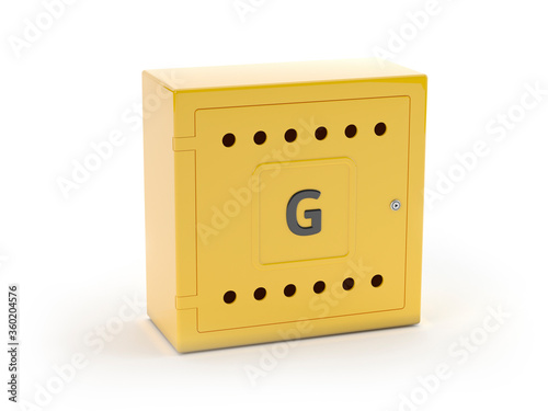 Yellow gas box isolated on white, 3d illustration