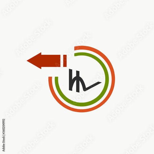 rupee sign with tri color circle and red arrow